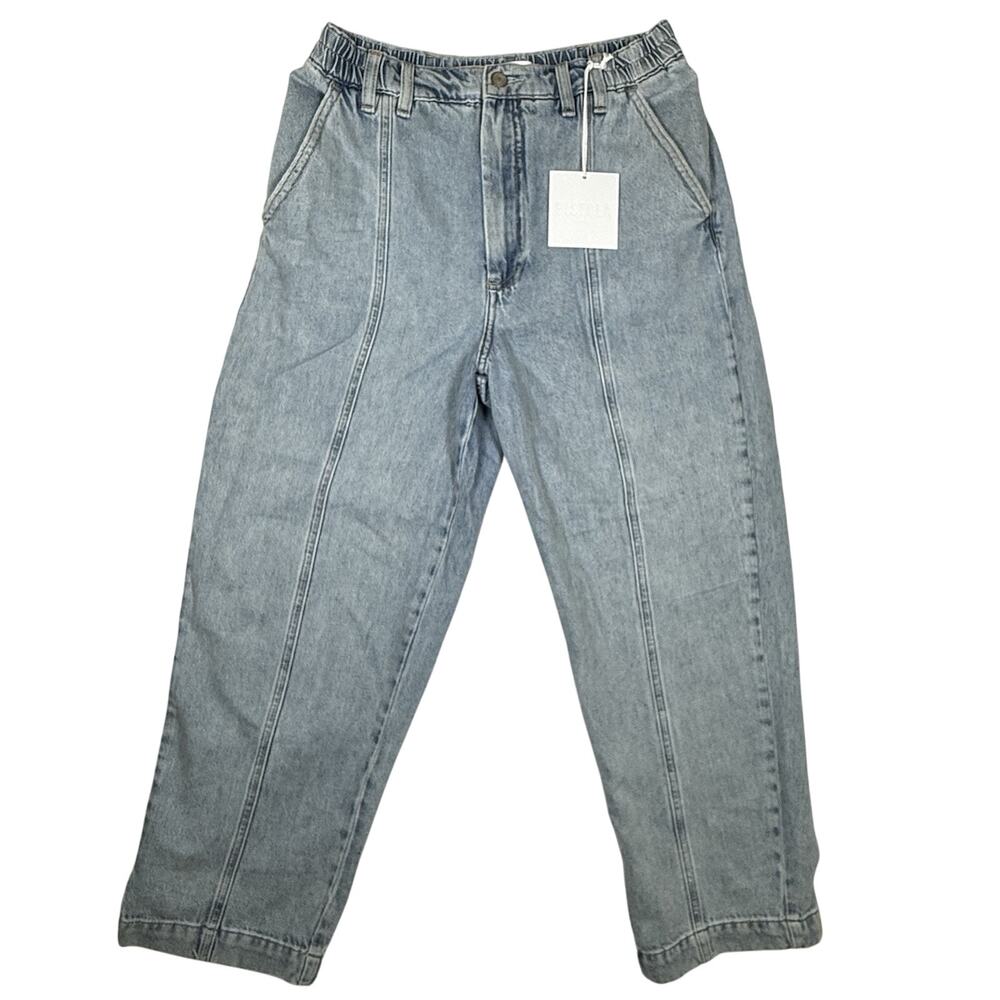 Pistola Josephine Ankle Barrel Leg Cargo Jeans Elastic Waist Women 28